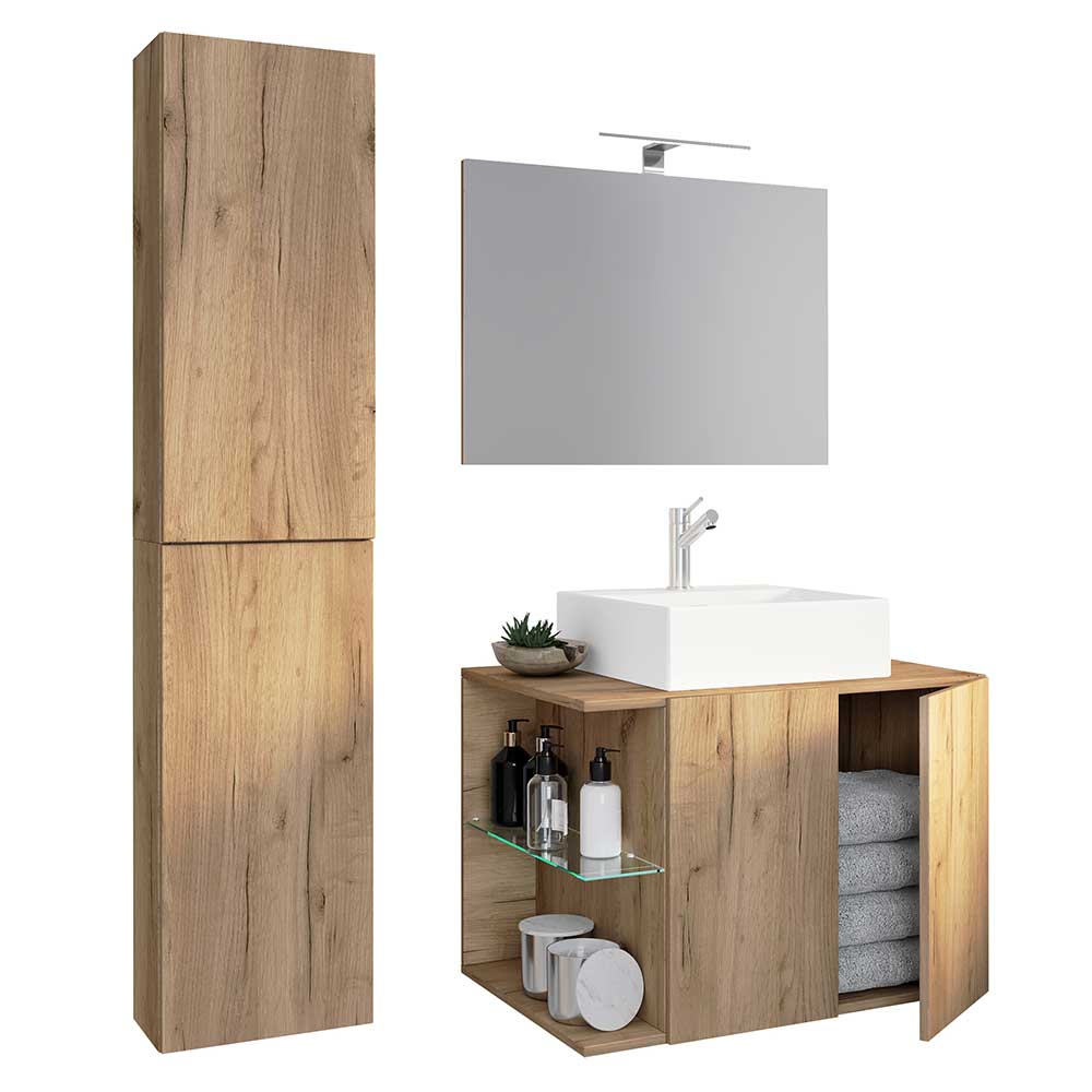 Holzdekor Badezimmermöbel Set modern - Yulmatro (dreiteilig)