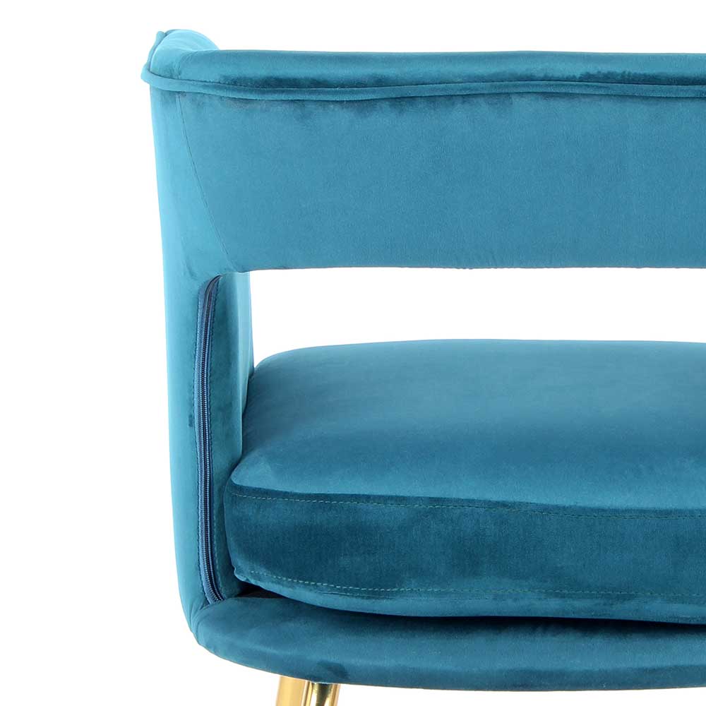 Designer Esstisch Sessel in Petrol & Gold - Maksim