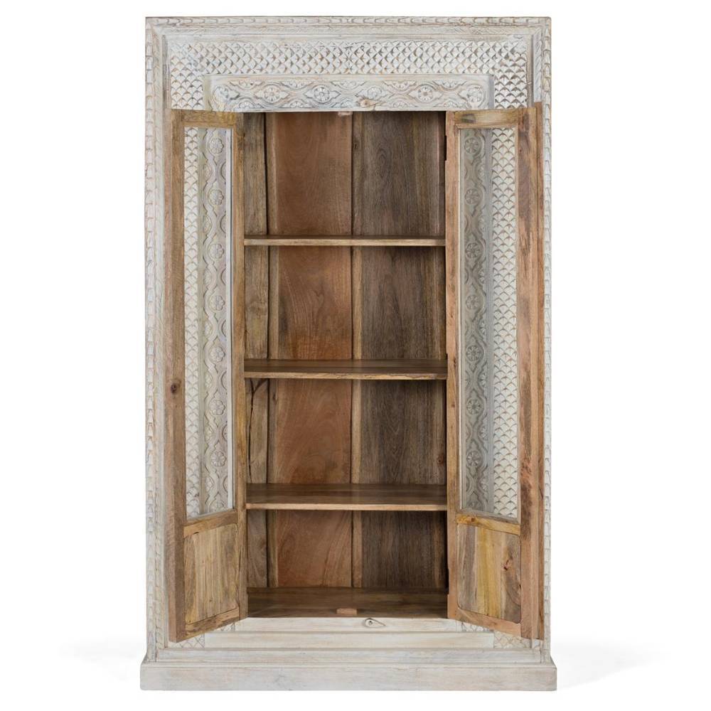 Vintage Vitrinenschrank in Antikweiß - Oladios