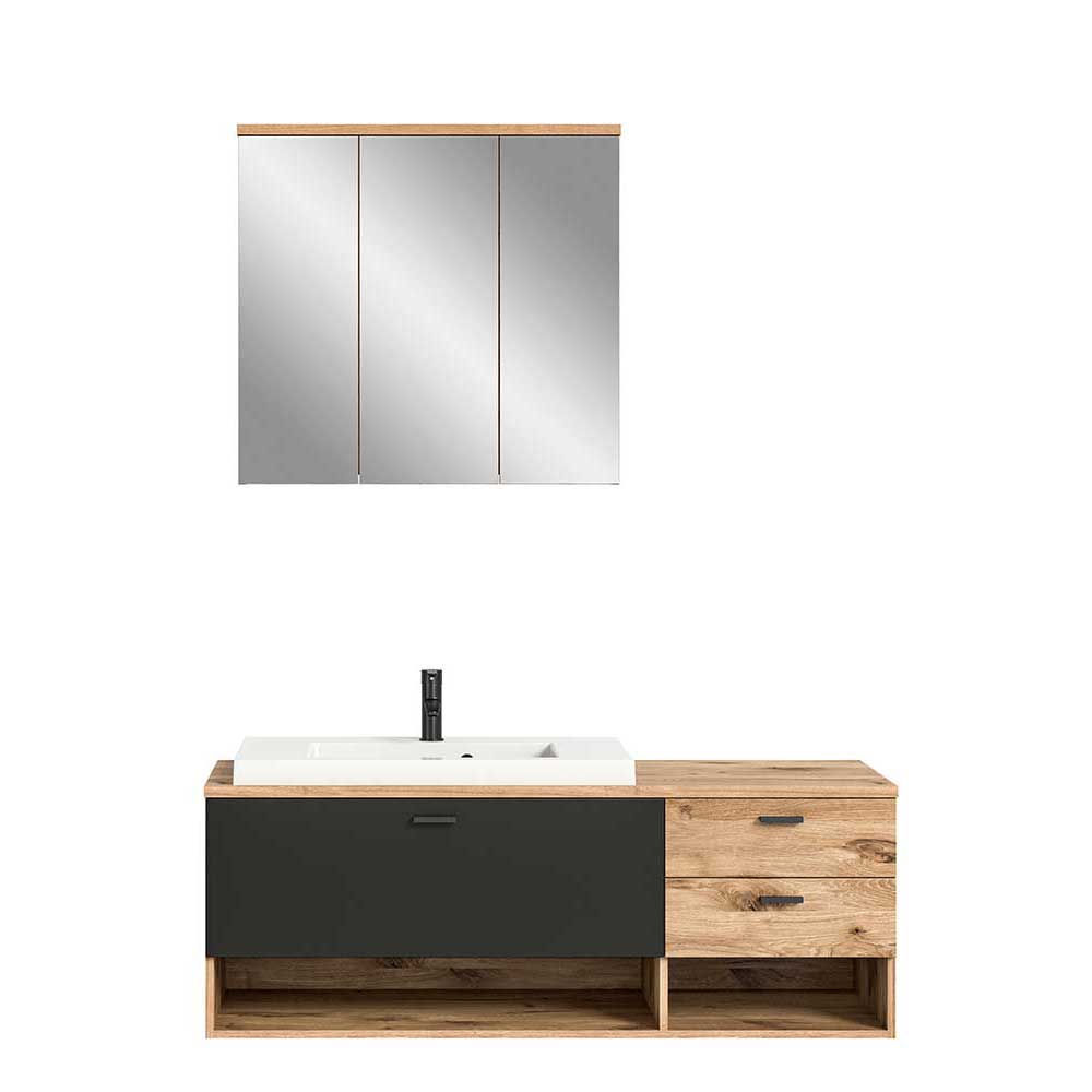 Waschtisch und Spiegelschrank modern - Steikun (zweiteilig)