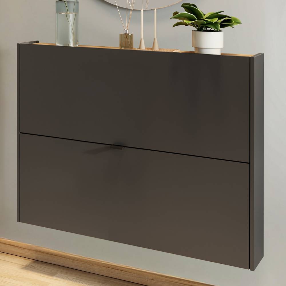 Hänge-Schuhschrank in Dunkelgrau - Ancela