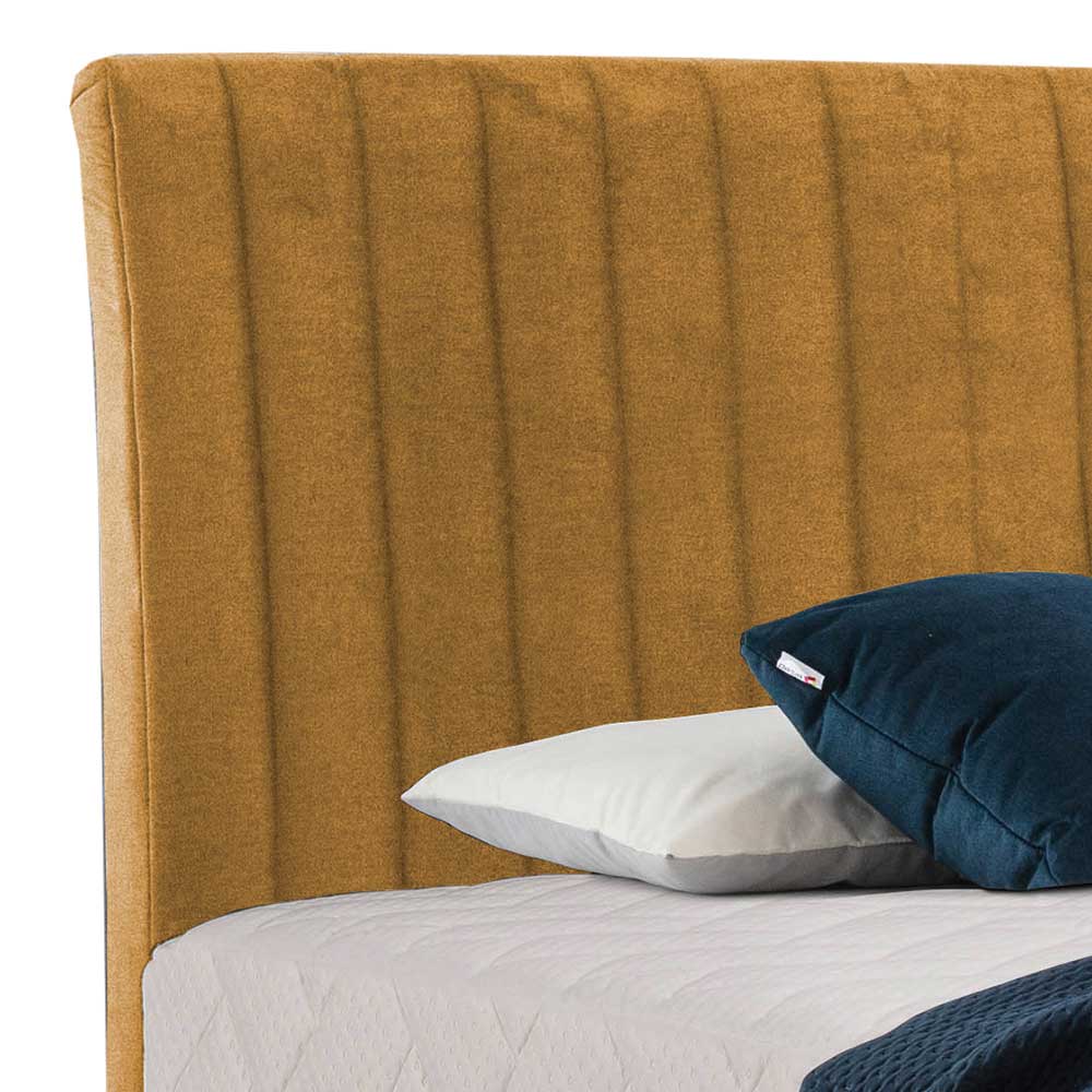 Hohes Boxspringbett in Senfgelb Velours - Ejulia