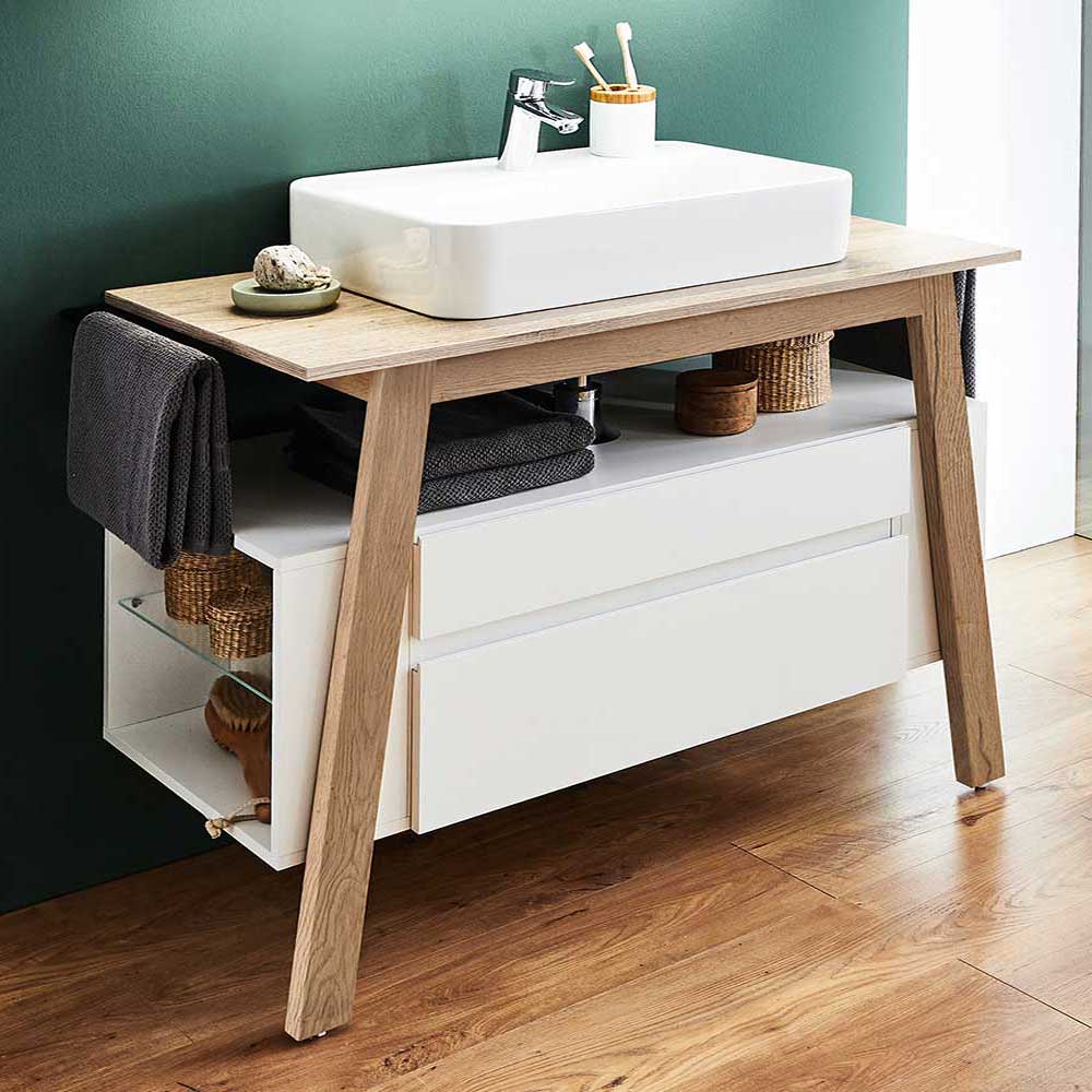 Wunderschne Waschbeckenunterschrank Mit Aufsatzwaschbecken Ebenbild