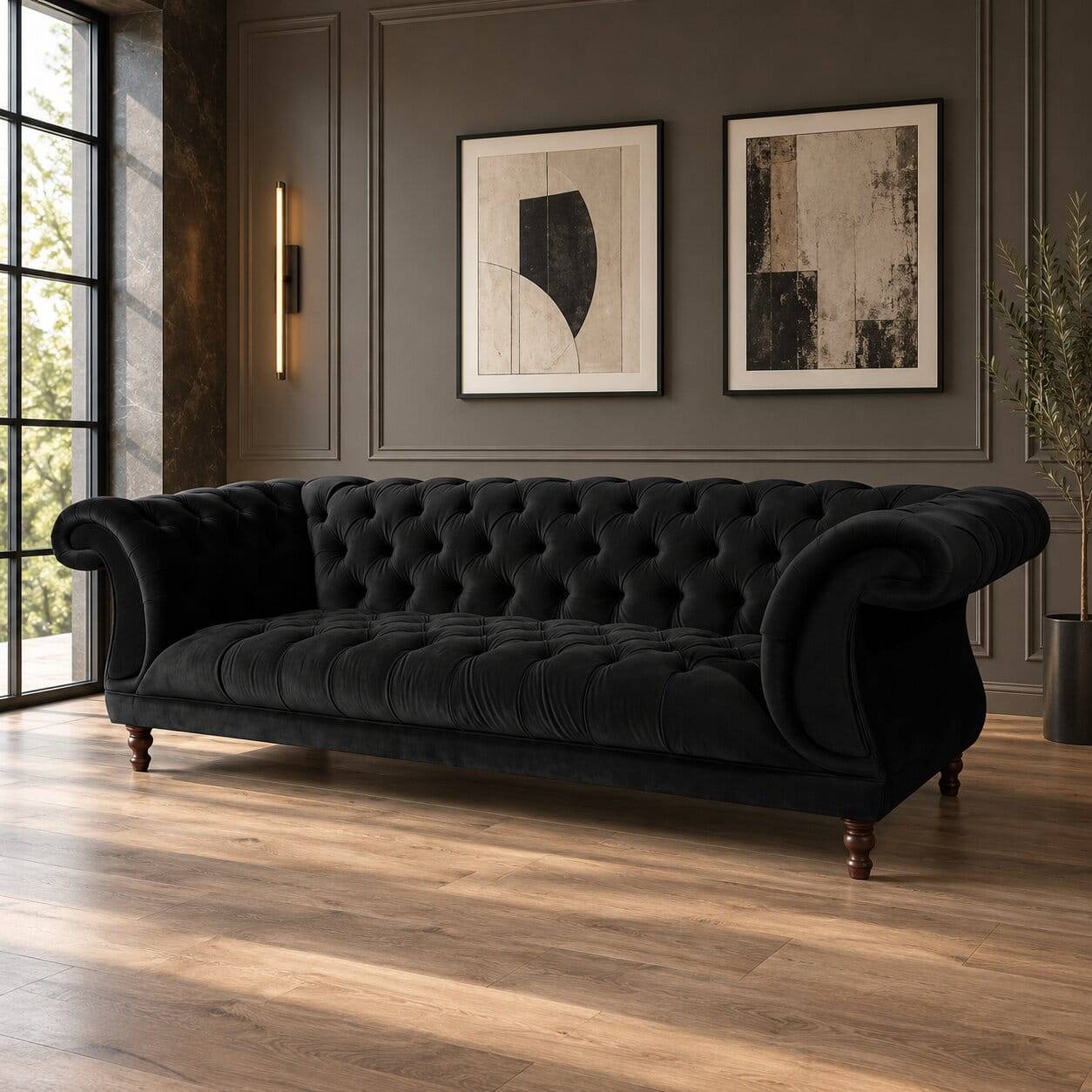 Schwarzes Barocksofa aus Samtvelours - Isipia
