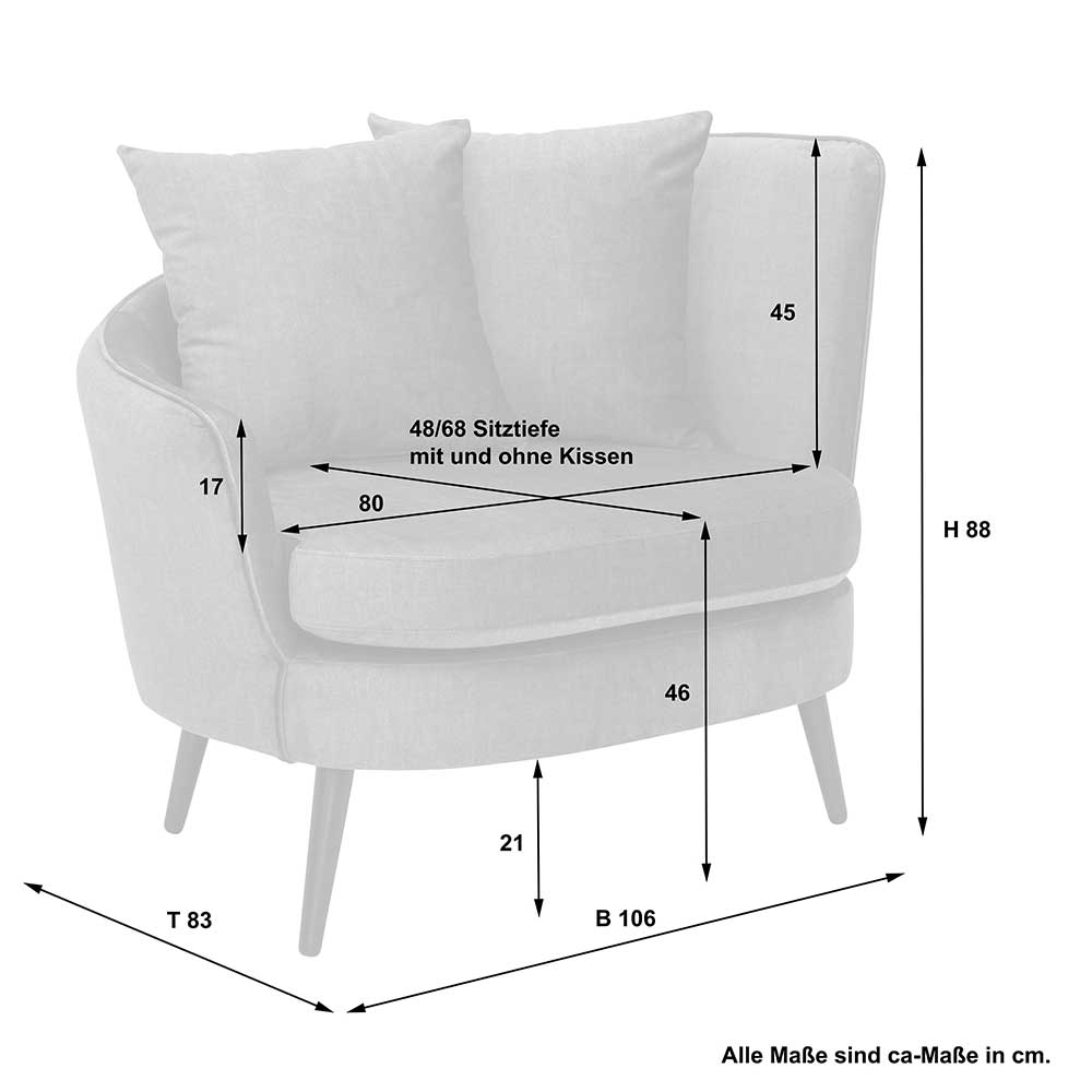 Design Sessel in Dunkelblau Samtvelours - Lidello