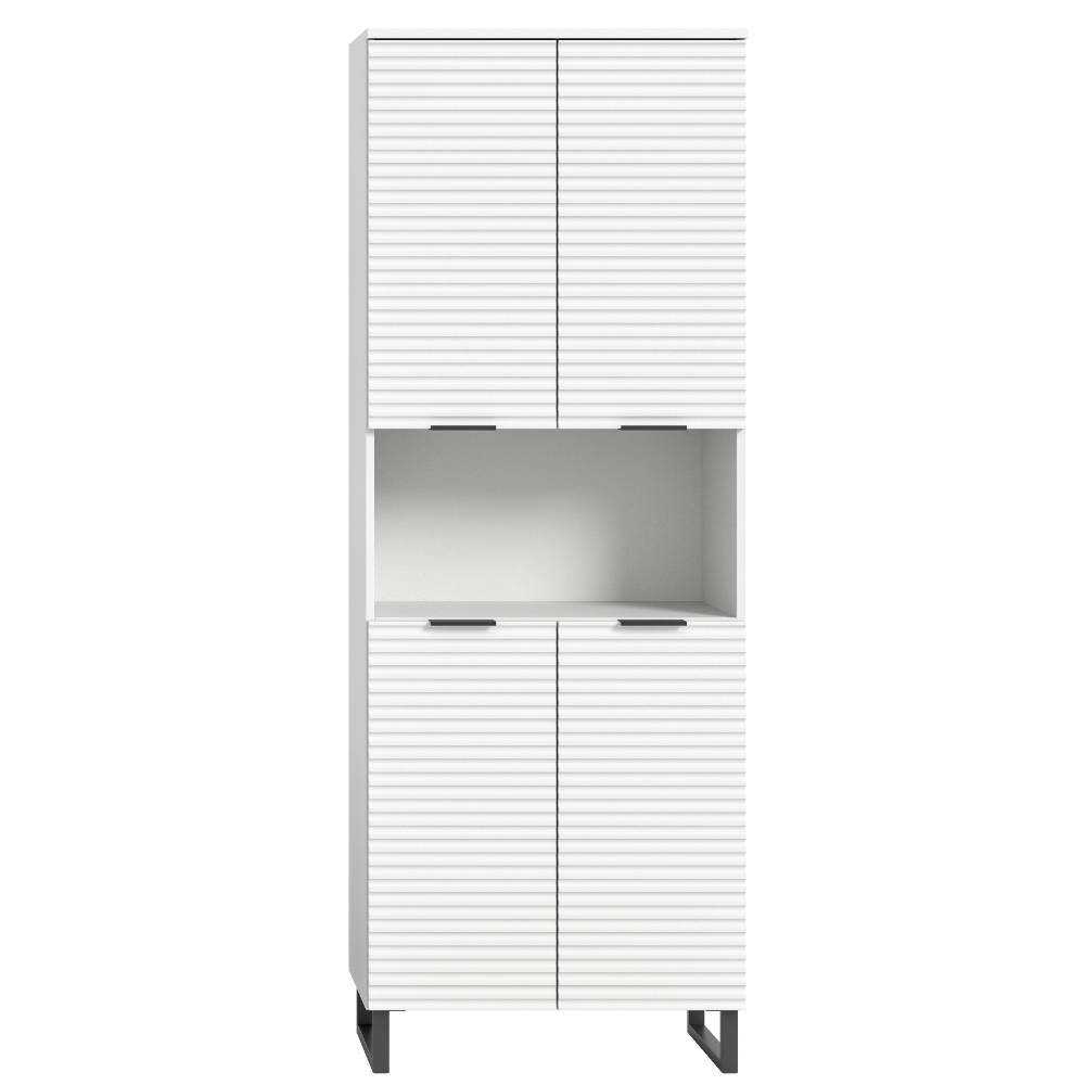 Badezimmer-Hochschrank in Weiß Schwarz - Benedict