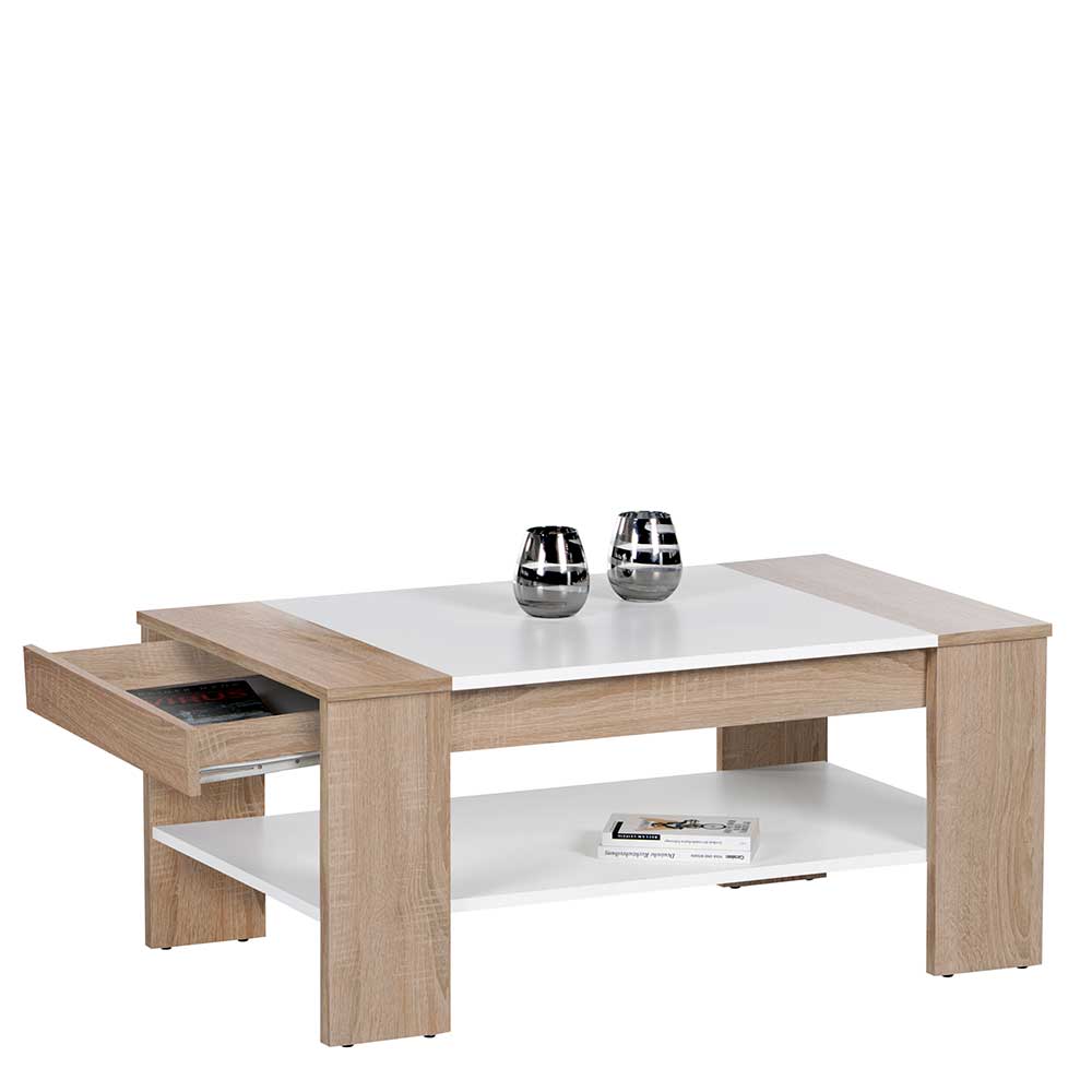 Wohnzimmer Tisch in Weiß & Sonoma-Eiche - Dranico