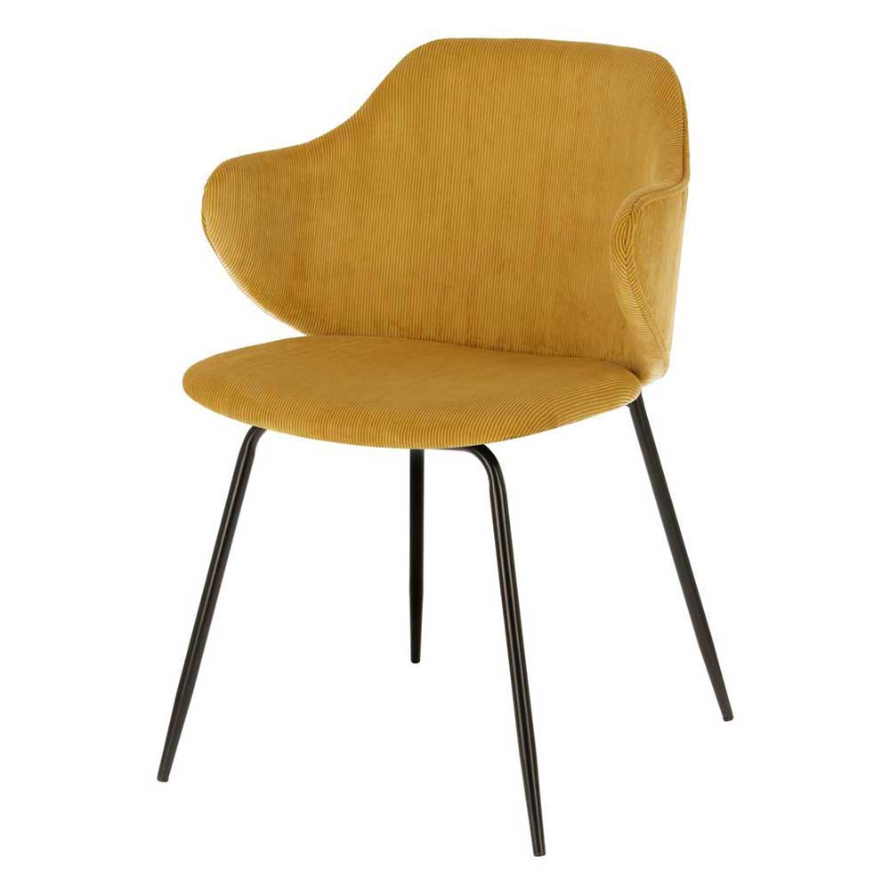 Esstisch Stühle in Gelb Cord - Ascolano (2er Set)