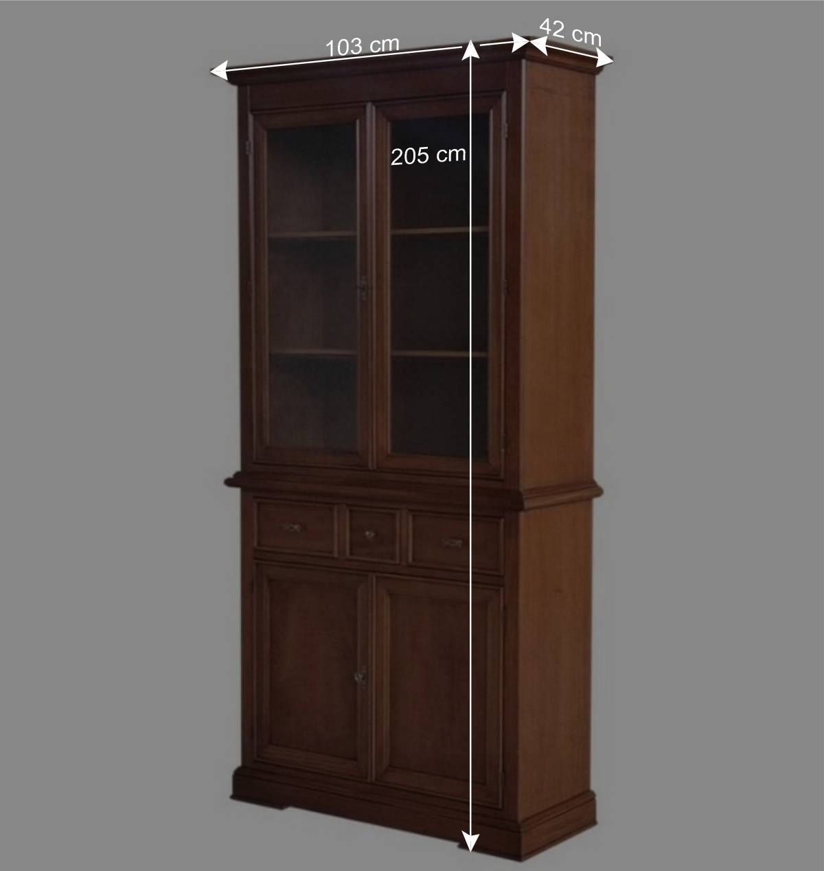 Vitrinenschrank in Walnussbraun Antik - Istefanio