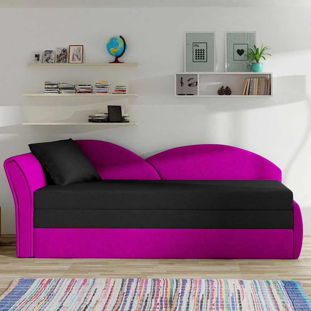 Klappbare Recamiere in Magenta und Schwarz - Karneola