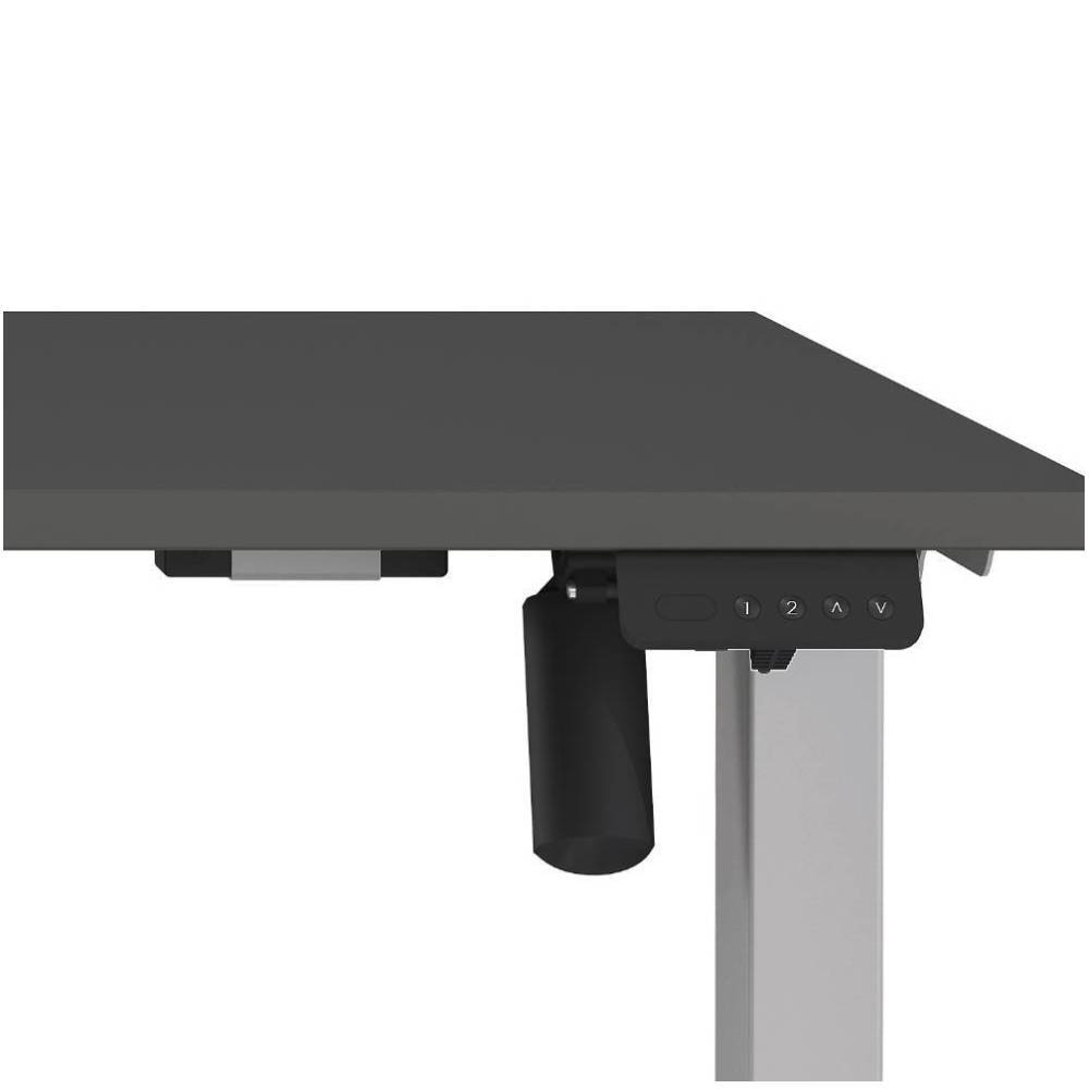 Ergonomischer Officetisch in Dunkelgrau und Silber - Burn