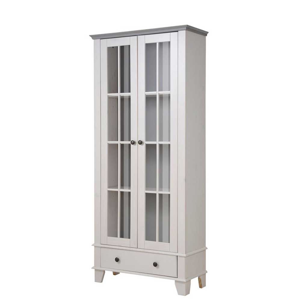 Modern Country Vitrine in Weiß mit Grau - Sumatra