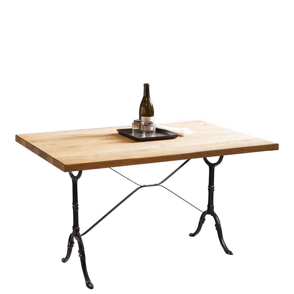 120x65 Wildeiche Tisch mit Gusseisen Gestell - Louves