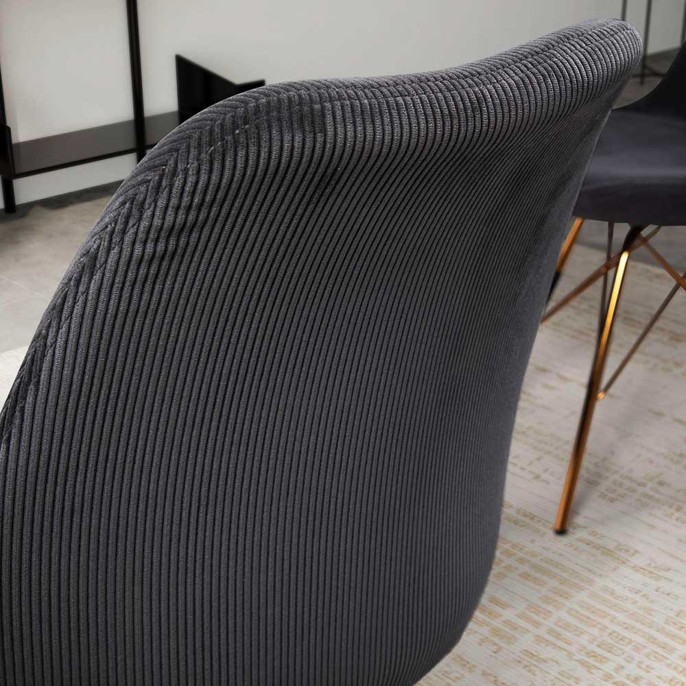 Skandi Cordstühle in Anthrazit - Piasa (2er Set)