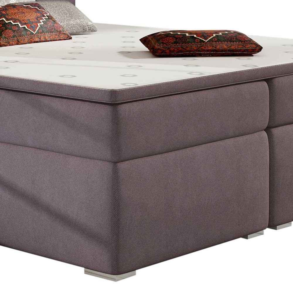Komplettbett mit Bezug aus Struktursamt in Mauve - Lagon