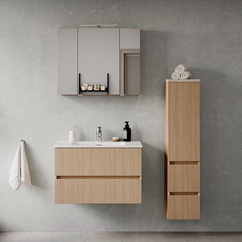 Bad Waschplatz und Midischrank Set - Vibulam (dreiteilig)