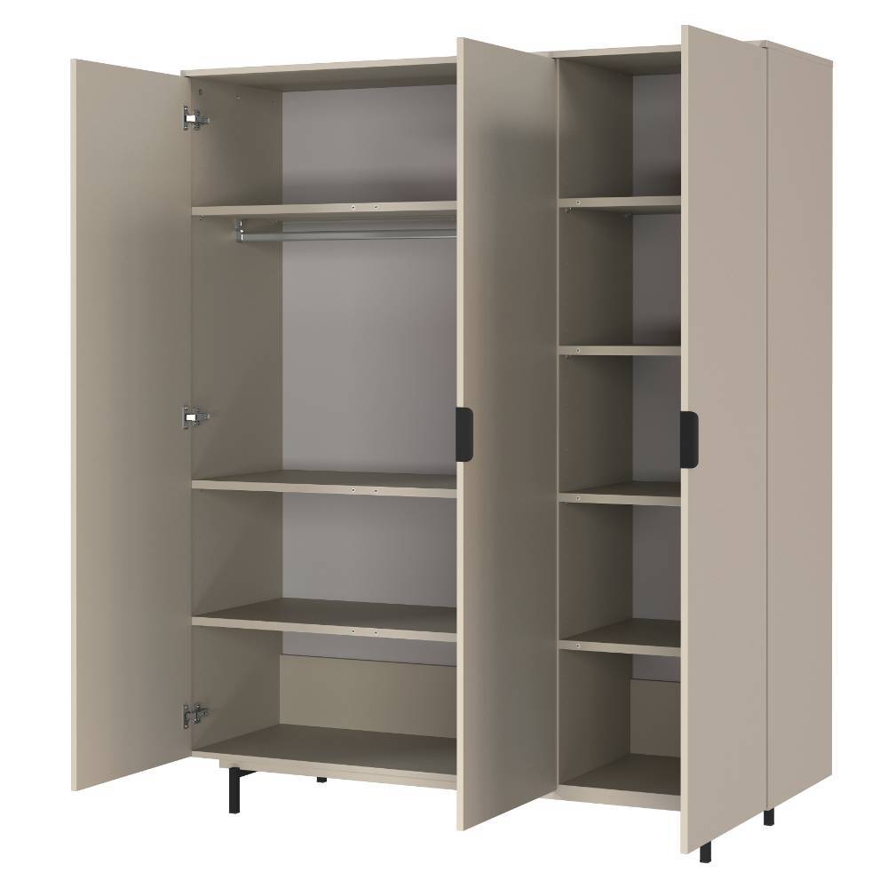 3-türiger Kleiderschrank in Grau - Suzanas
