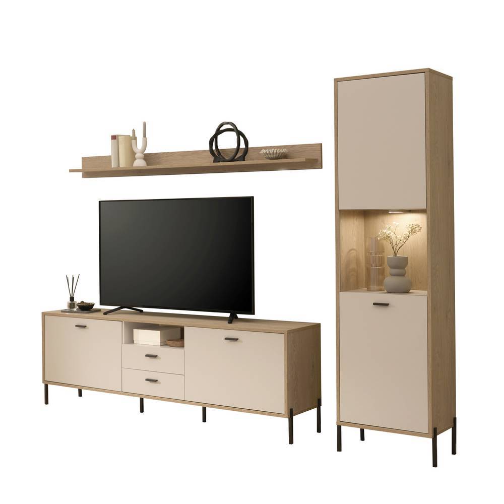 Wohnwandkombination in Beige - Dasanti (dreiteilig)