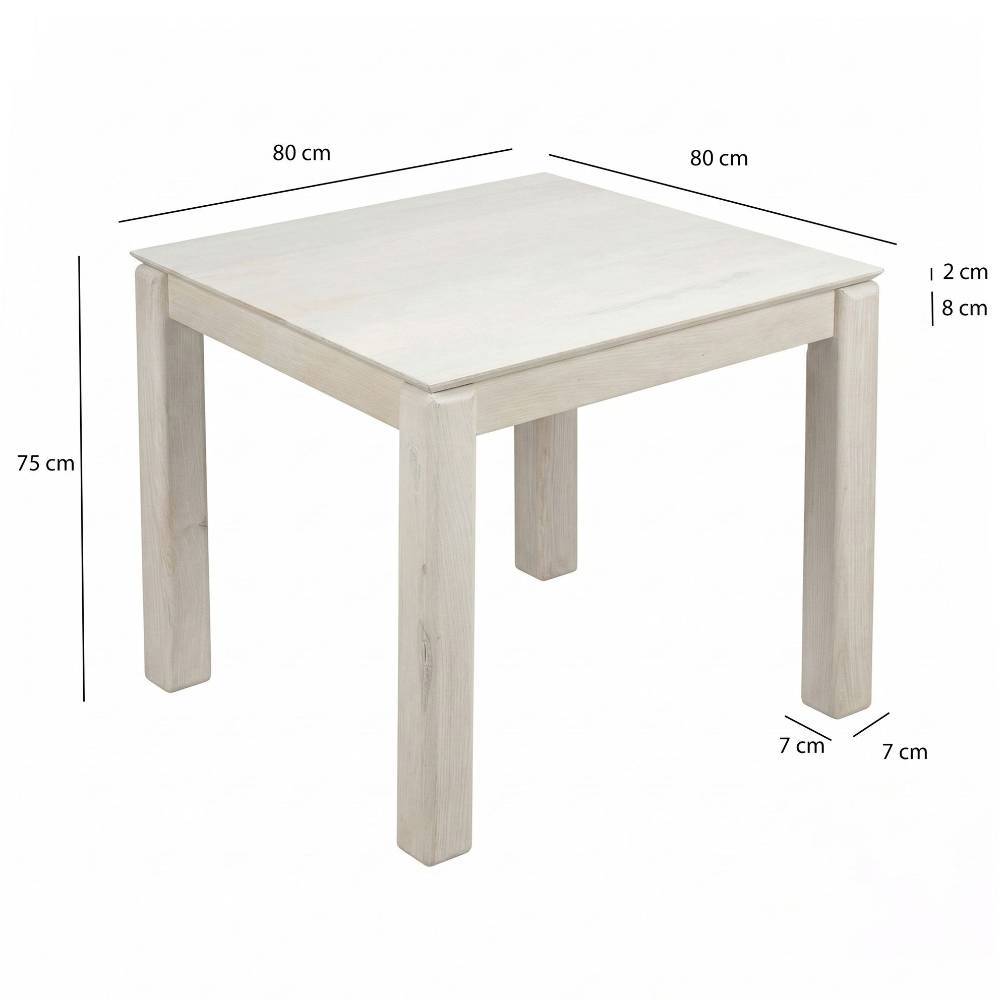 Esszimmertisch in Holz White Wash mit Maßen und Abmessungen – Xamento