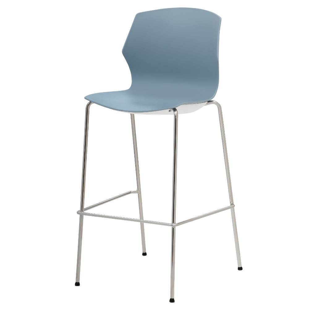 Barstühle mit Sitzschalen in Blaugrau - Clauss (2er Set)