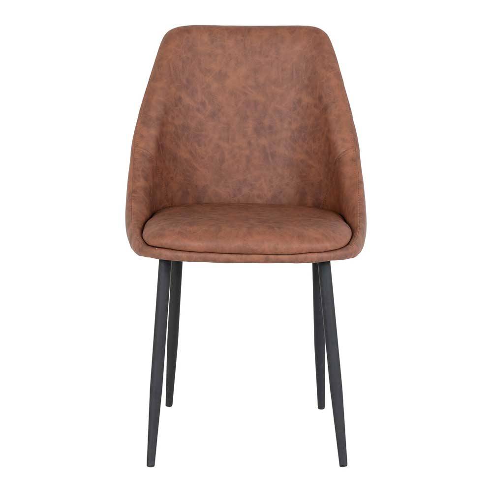 Moderne Stühle in Braun Kunstleder - Corao (2er Set)