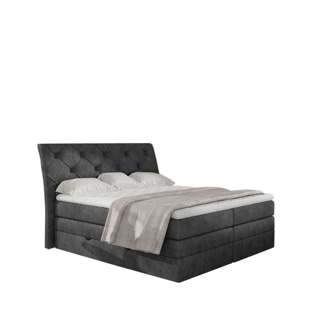 Chesterfield Boxspringbett in Dunkelgrau Vintage Optik - Albertiro