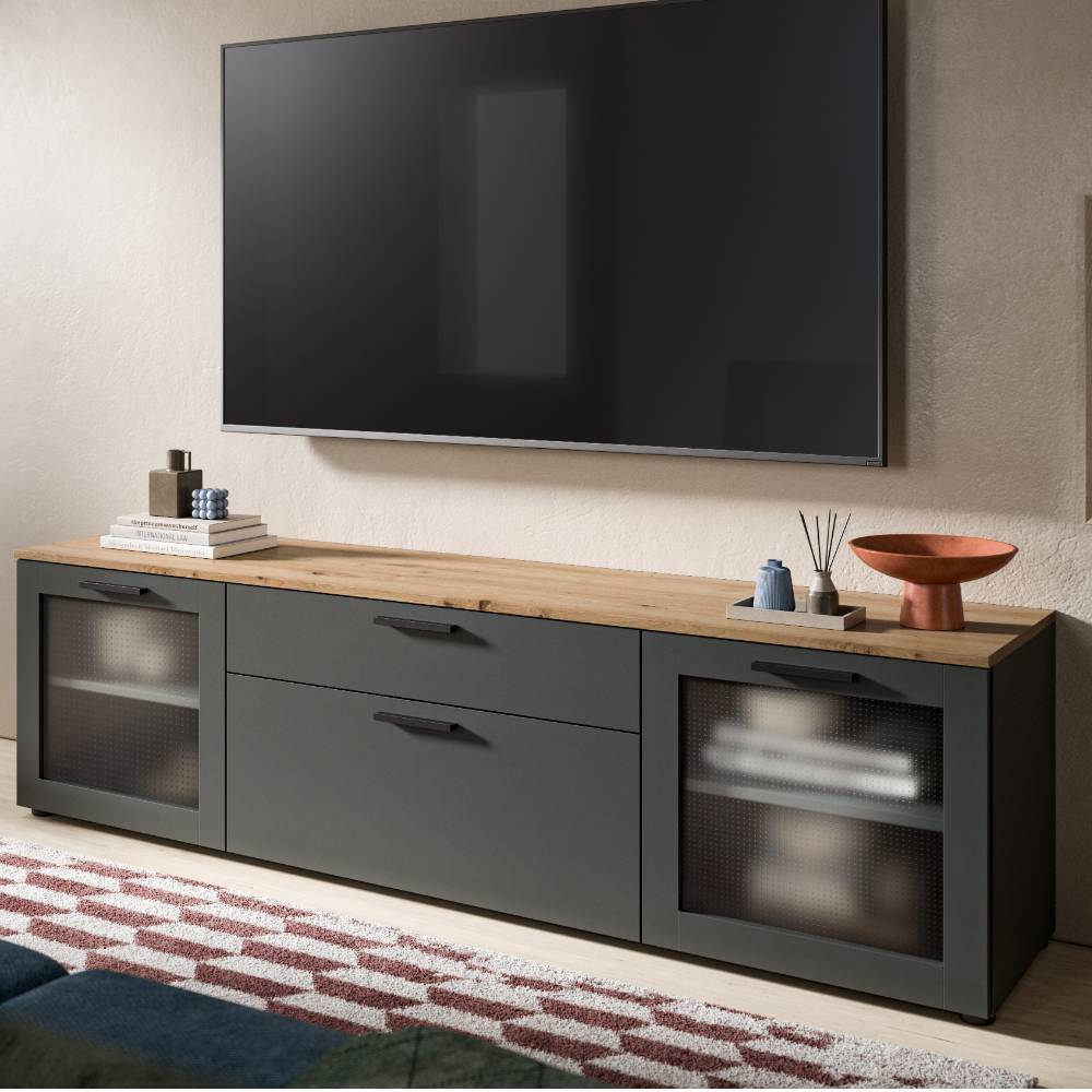 TV Lowboard mit Glastüren - Lyona