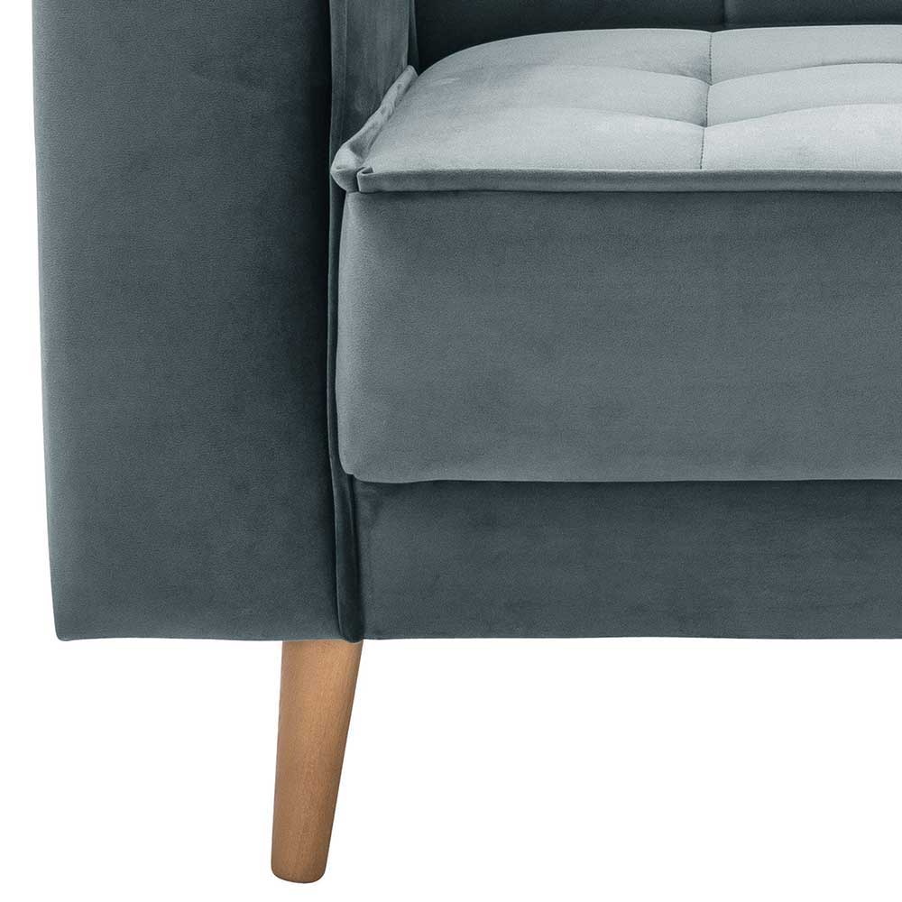 Blaugraue Couch aus Samtvelours - Lymeca
