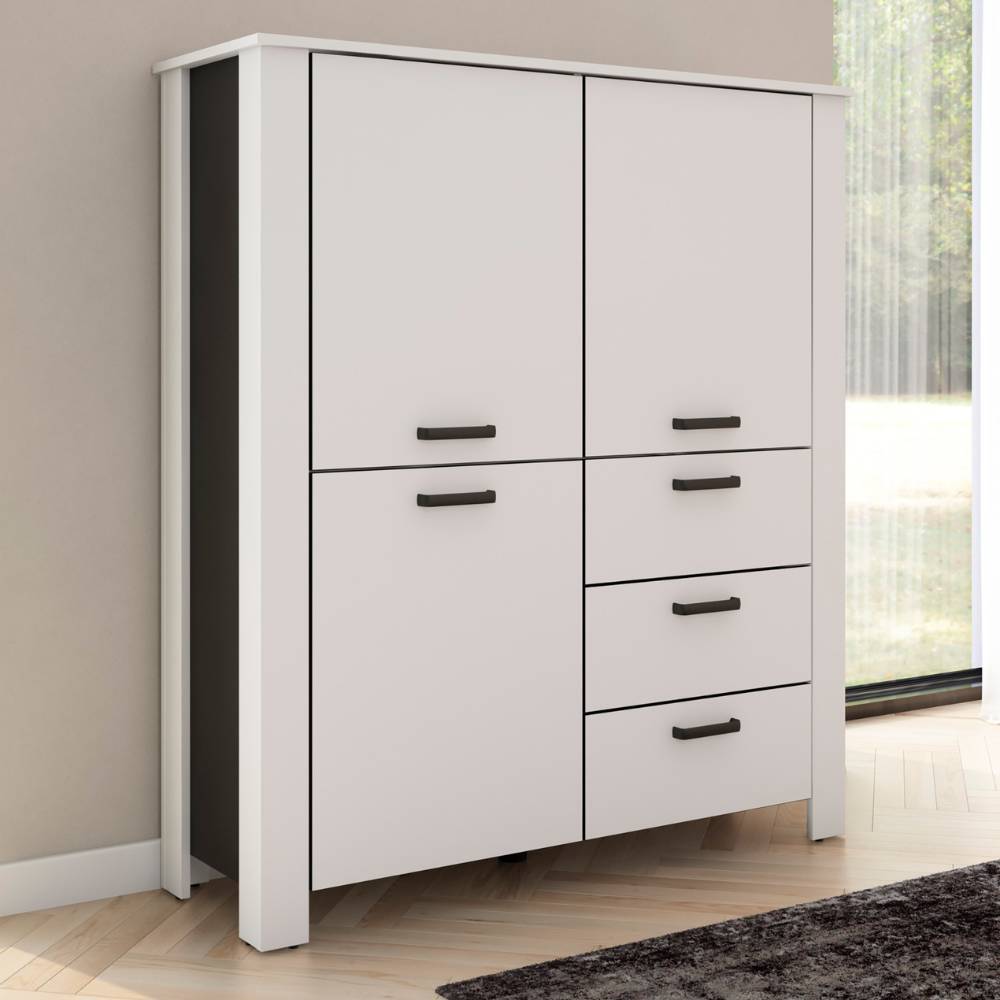 Highboard in Weiß und Schwarz - Planet