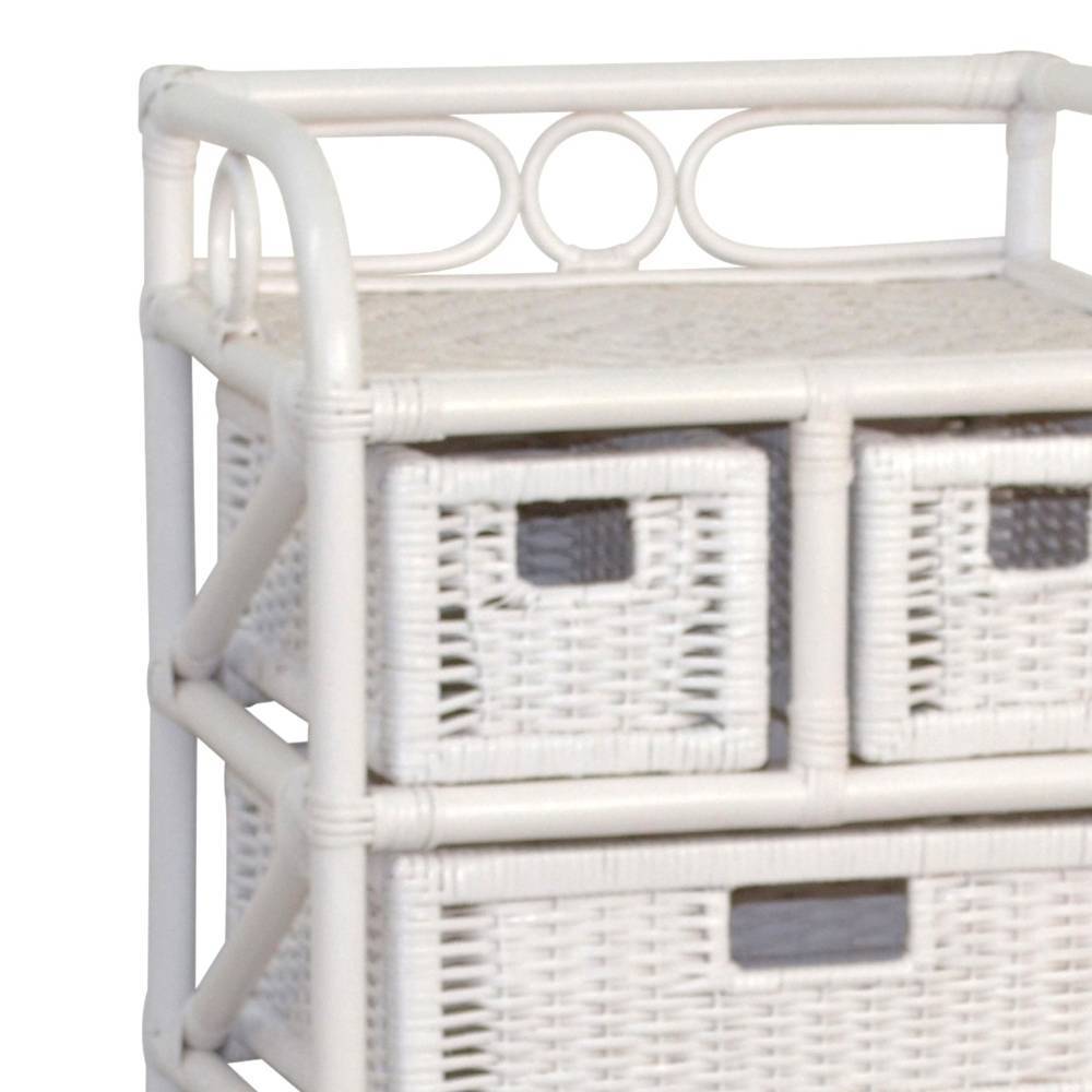 Boho Style Regal aus Rattan in Weiß - Ashron