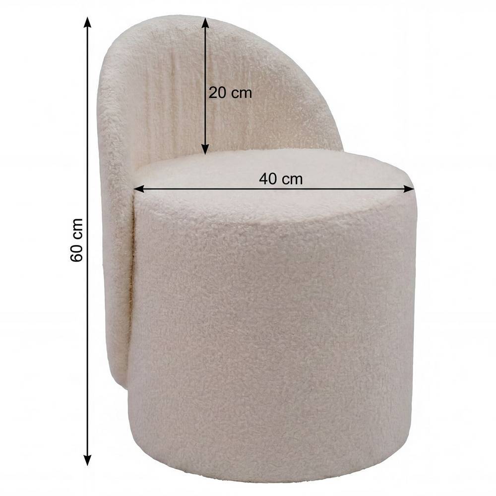 Designhocker in Cremeweiß Plüschbezug - Fanossy