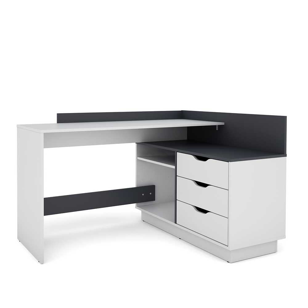 Schreibtisch in Weiß und Anthrazit - Hugadano