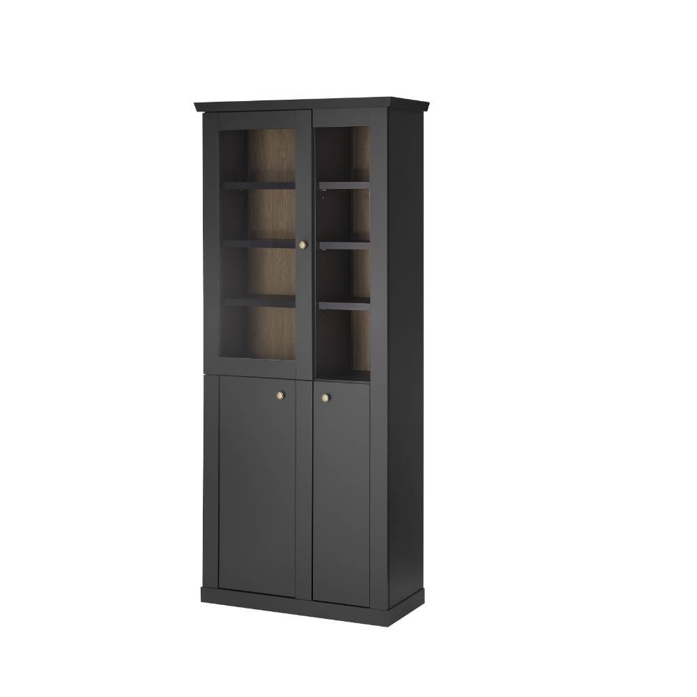 Modern Country Vitrine in Mattschwarz - Lulumo