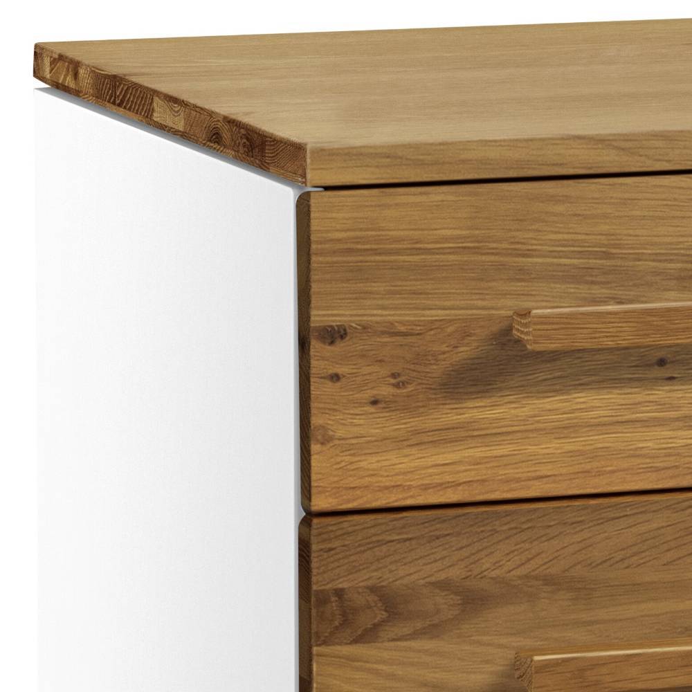 Kommode in Wildeiche mit heller Seitenwand und zwei Holzschubladen – Miclesias