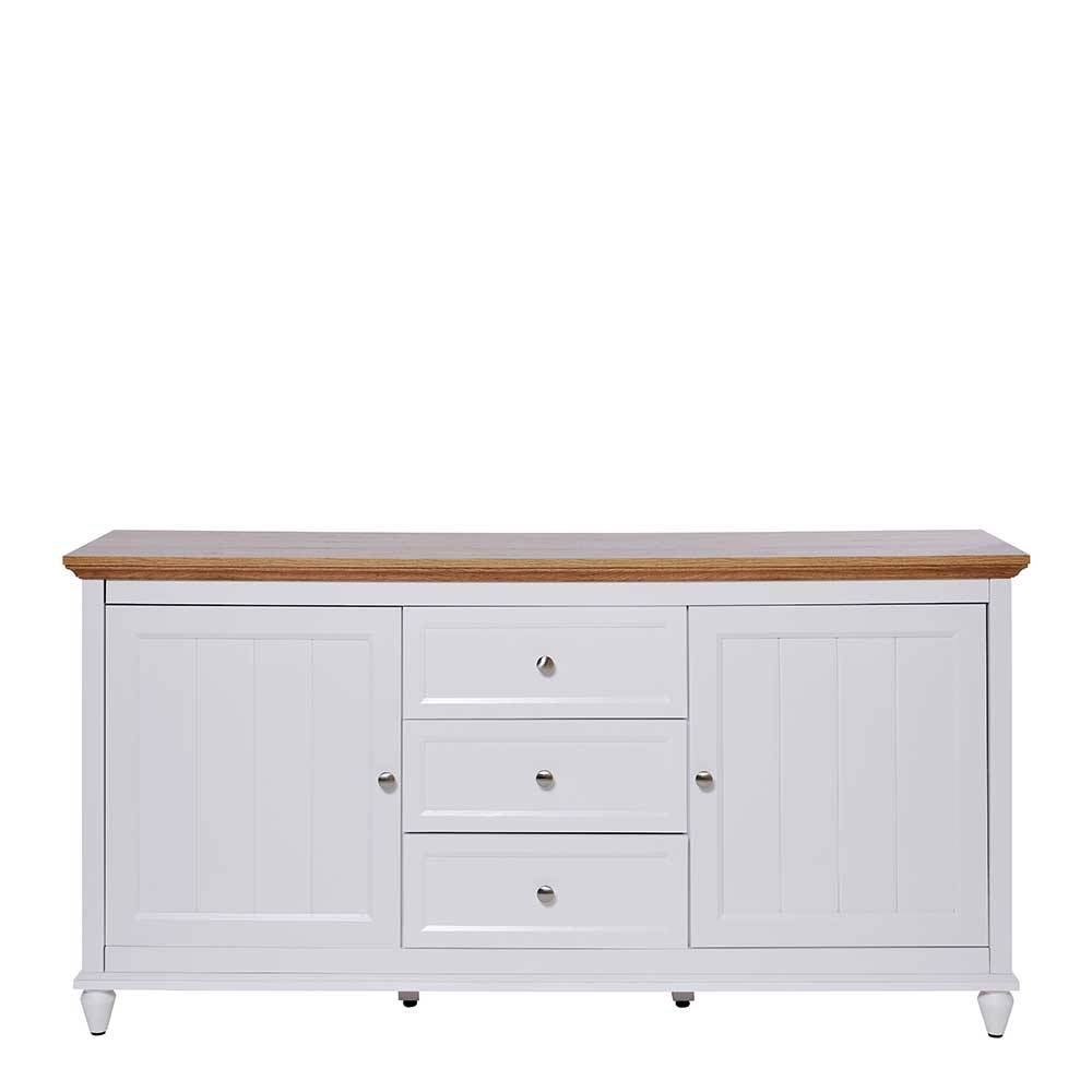 Landhaus Sideboard in Weiß und Eiche - Smaly