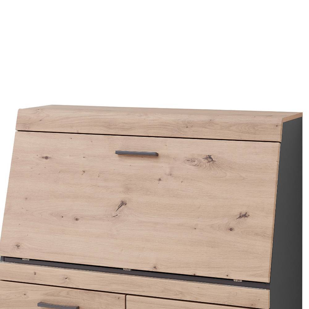 Design Sekretär in Holzoptik Wildeiche und Dunkelgrau - Crespian