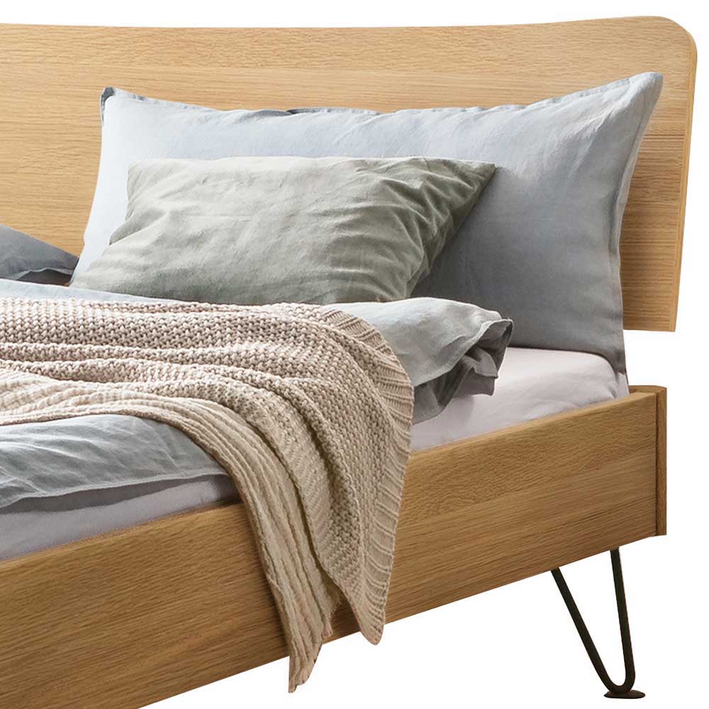 Design Bett aus hell geölter Eiche - Promenada