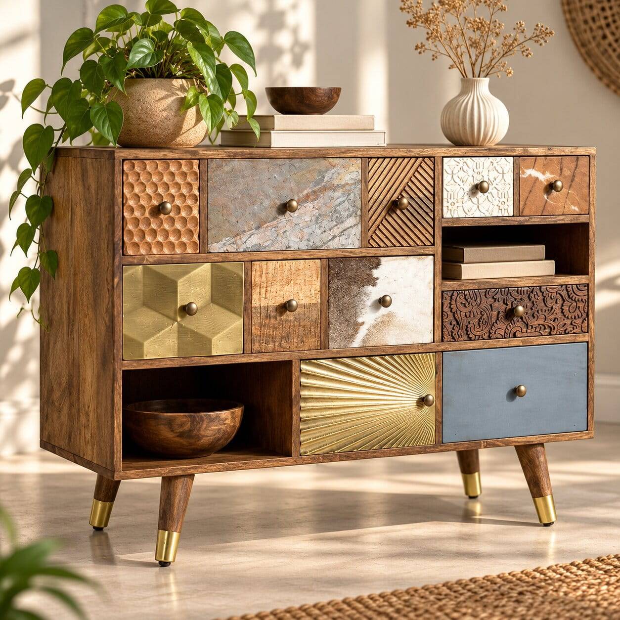 Design Sideboard mit fünf Schubladen - Fina