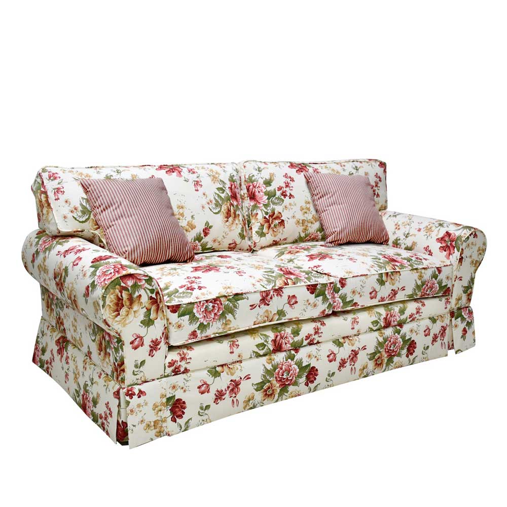 Romantisches Landhaus Sofa mit Blumen Stoff - Telik