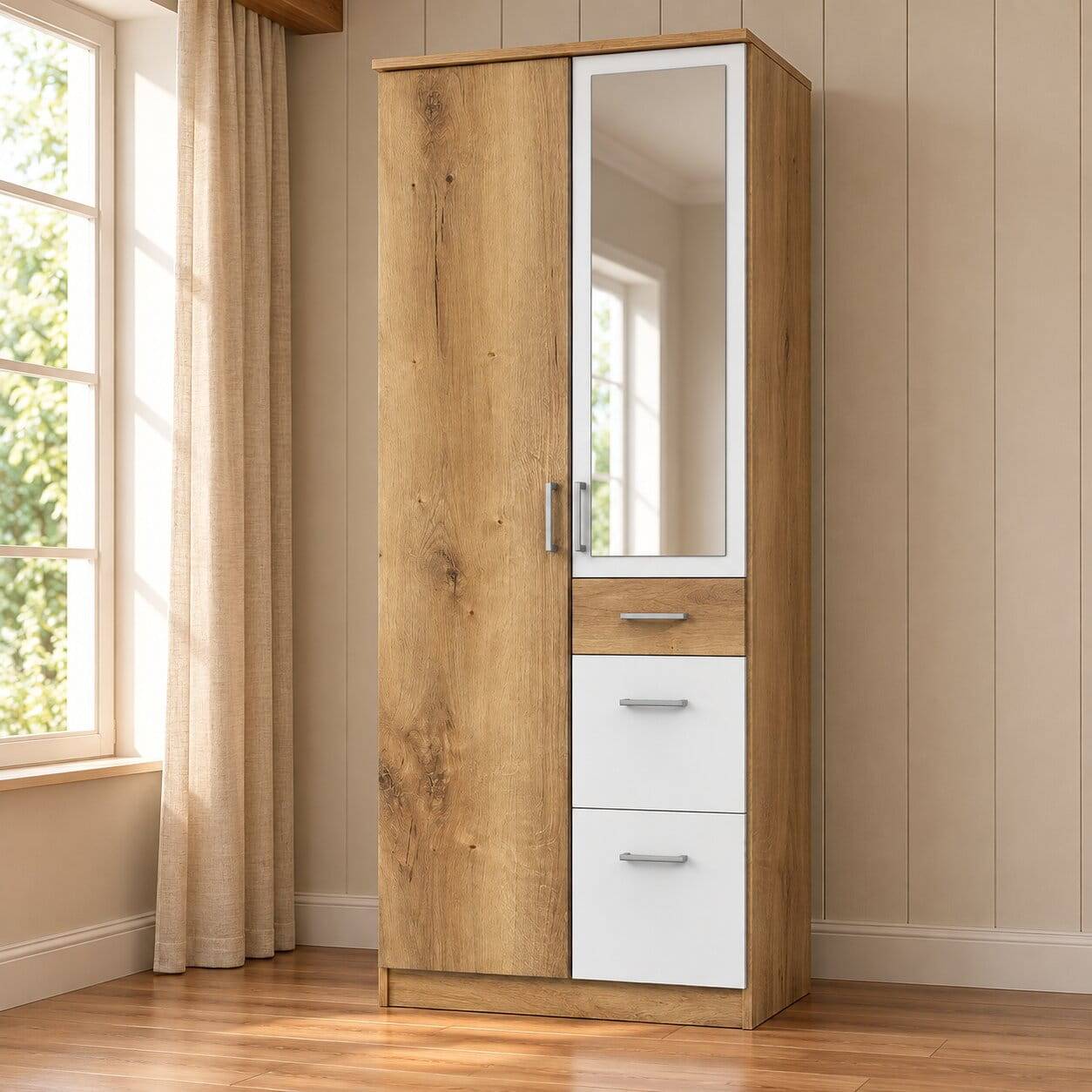 2-türiger Kleiderschrank mit Spiegel modern - Curacao