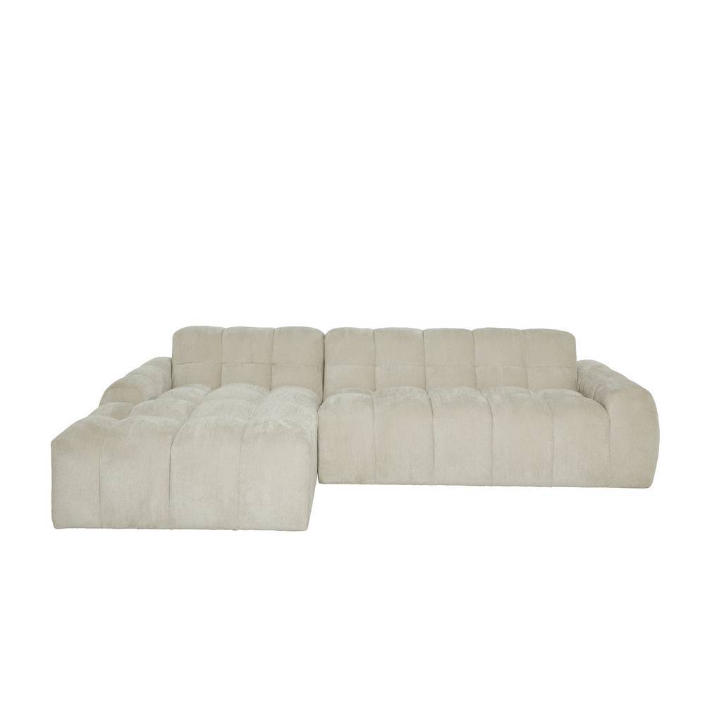 Beiges Boucle Ecksofa in L-Form mit linksseitiger Chaiselongue für gemütliche Stunden – Vedition