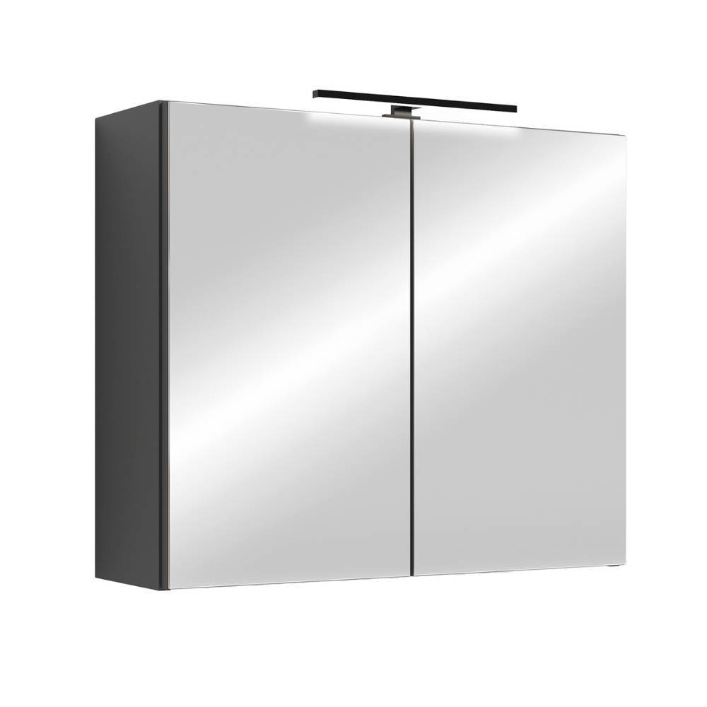 Moderner Spiegelschrank für das Badezimmer mit zwei Spiegeltüren und LED-Licht – Asta