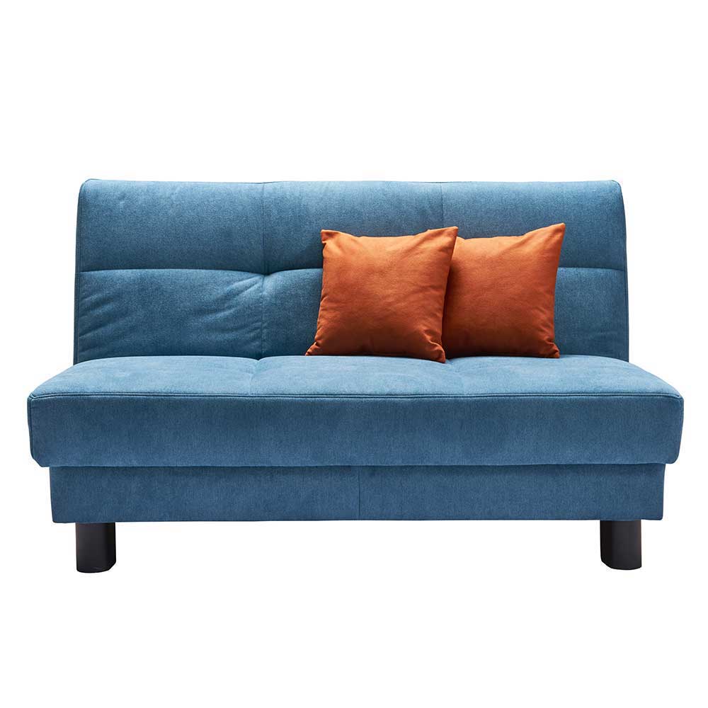 Blaues Schlafsofa mit Kissen Orange Damiette als 2-Sitzer oder 3-Sitzer