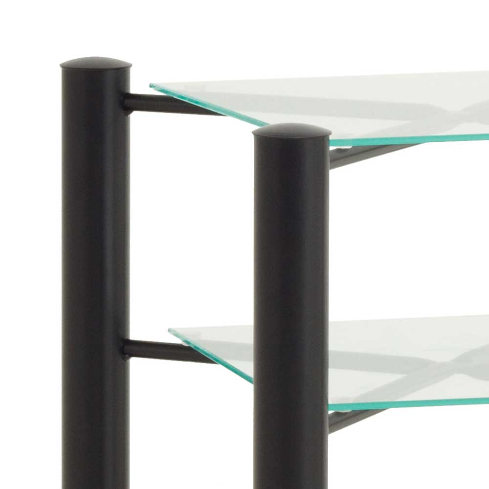 Schwarzer Metall Nachttisch Frisata mit zwei Glasplatten