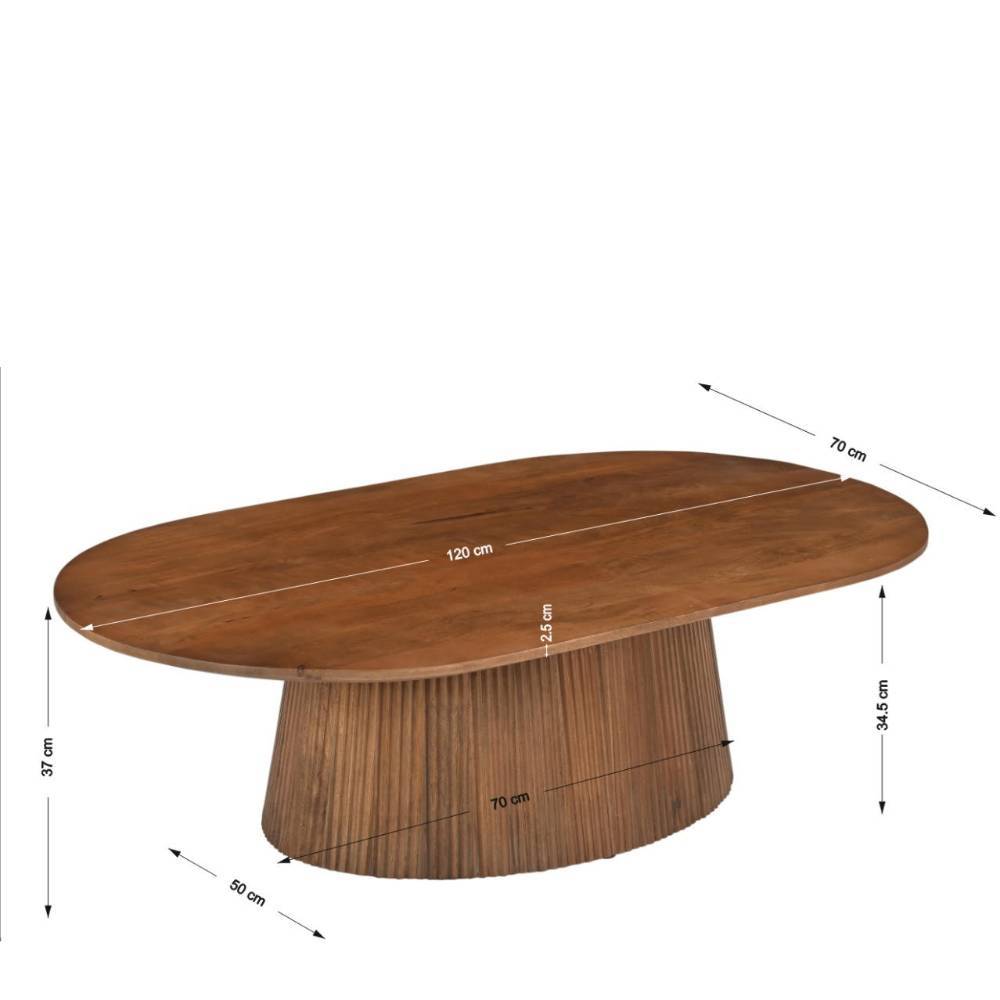 Ovaler Couchtisch mit markantem Säulenfuß - Galadira