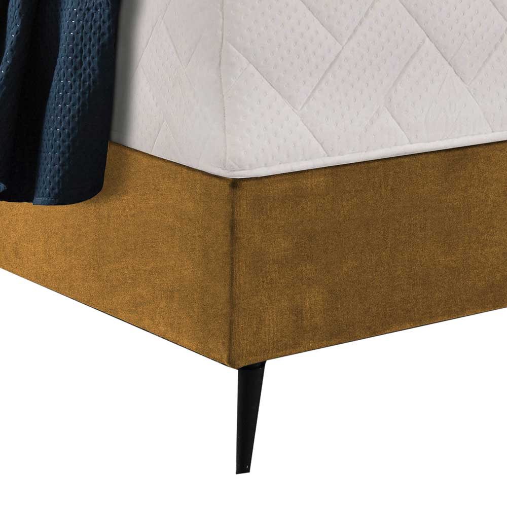 Hohes Boxspringbett in Senfgelb Velours - Ejulia