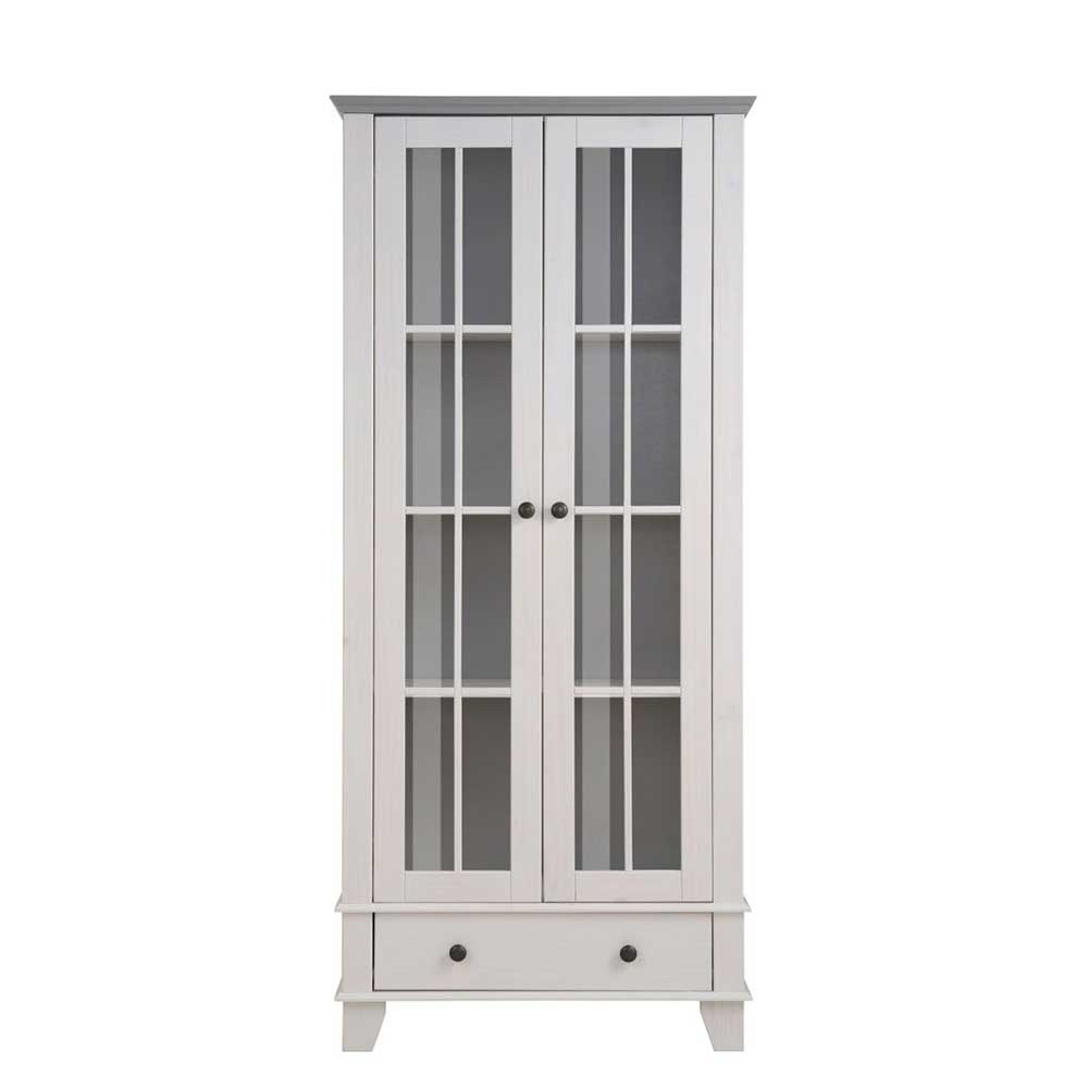 Modern Country Vitrine in Weiß mit Grau - Sumatra