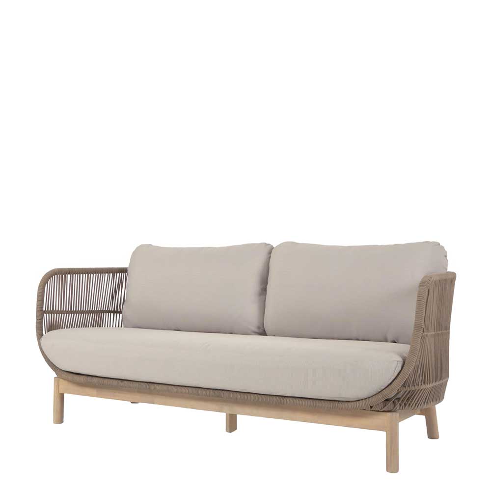Sofa aus Kordel Geflecht & Holz mit Polster - Calivias