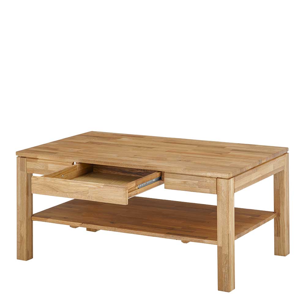 Asteiche Sofatisch mit Schublade und Ablage - Hoxtona