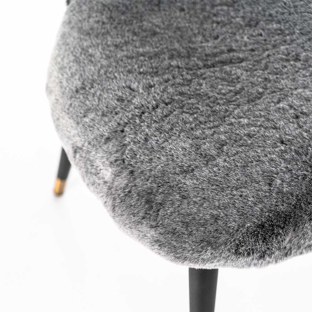 Hochwertiger Design Stuhl aus Kunstfell in Grau - Zarodrana